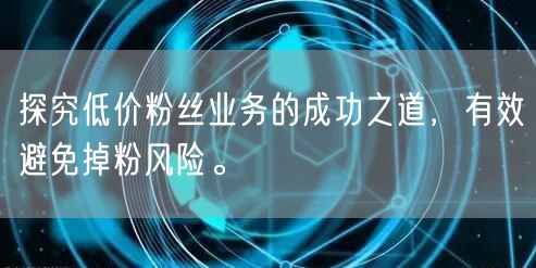 探究低价粉丝业务的成功之道，有效避免掉粉风险。